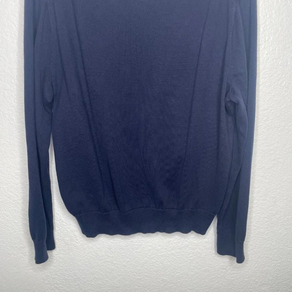 Polo Ralph Lauren Mens Large Navy Blue Pima Cotton V-Neck Sweater Pony Logo